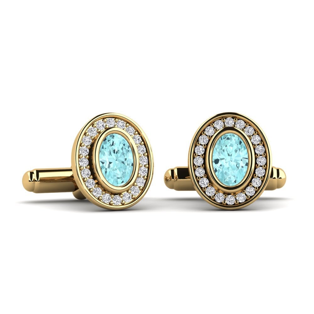 14ct Yellow Gold Aquamarine Cufflink Zuzana