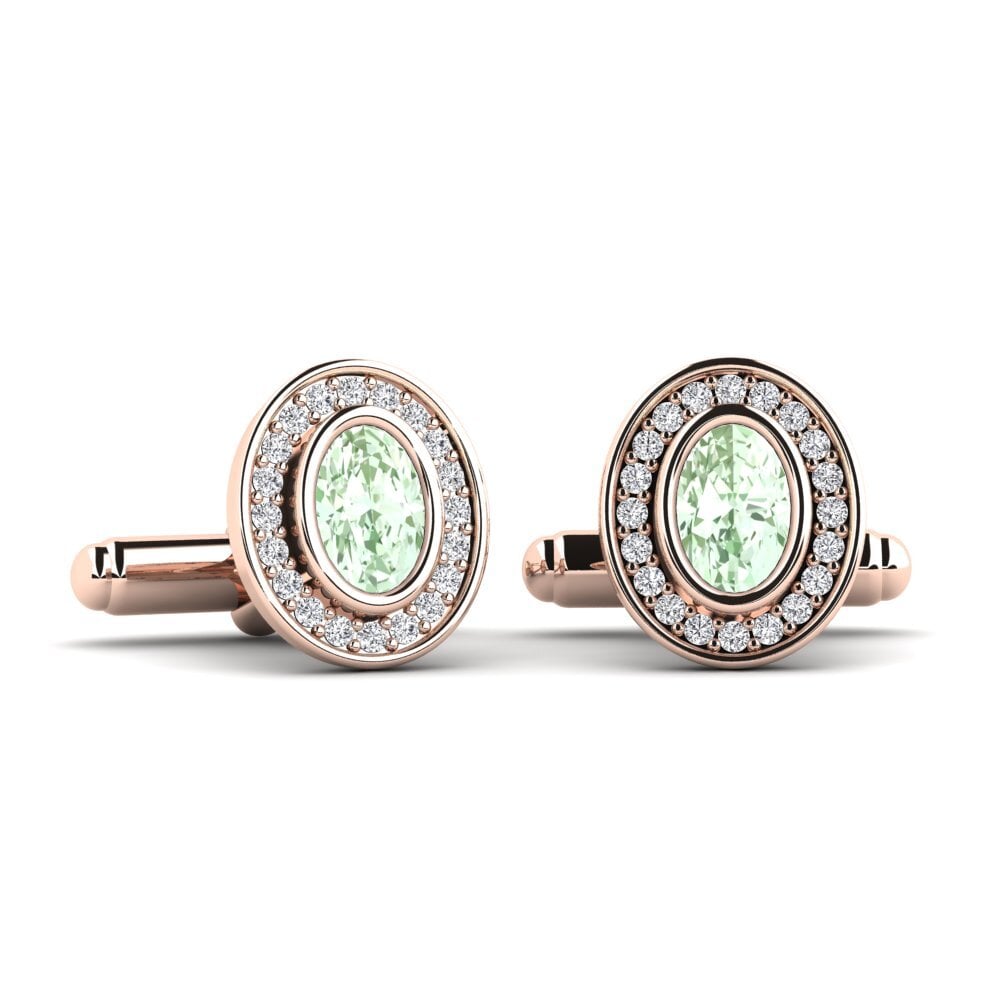 14ct Rose Gold Green Amethyst Cufflink Zuzana