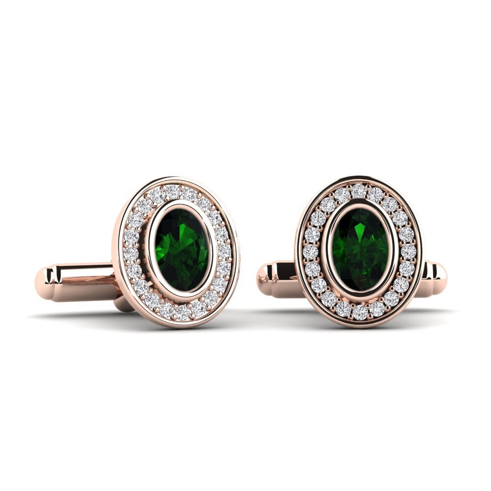 14ct Rose Gold Green Tourmaline Cufflink Zuzana