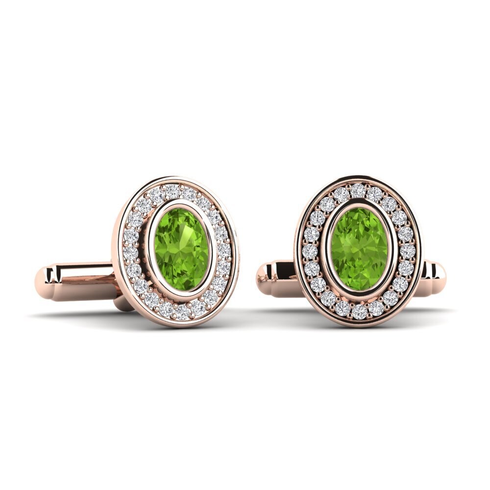 14ct Rose Gold Peridot Cufflink Zuzana