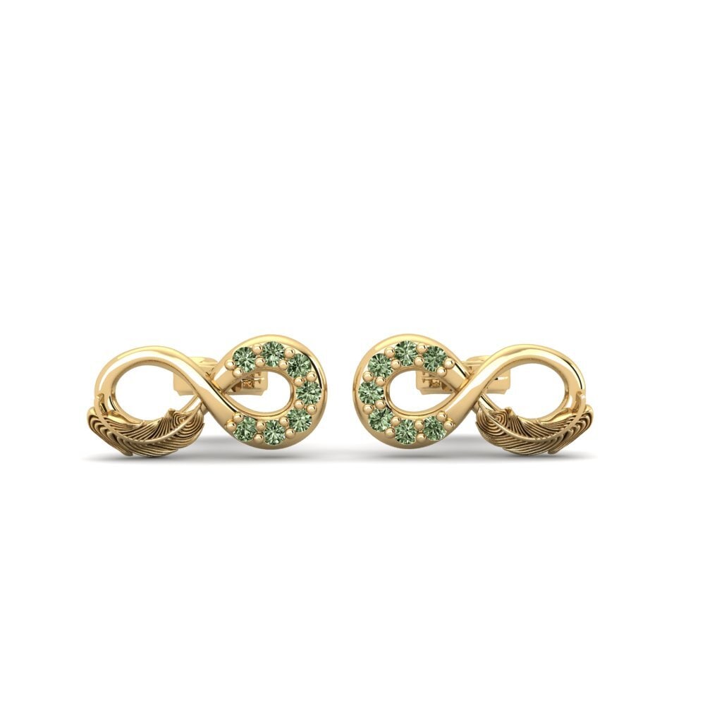 18ct Yellow Gold Green Diamond Women's Earring Zvezda