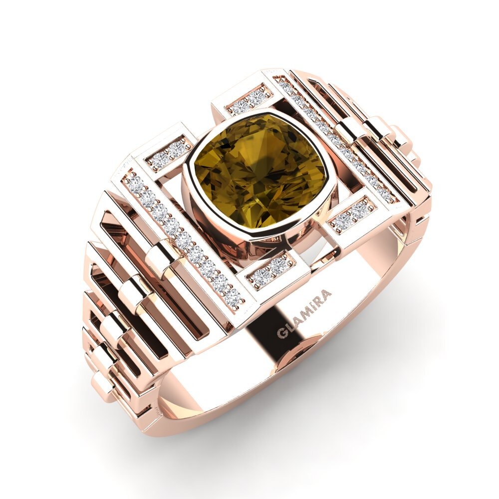9ct Rose Gold Brown Zircon Men's Ring Zwick