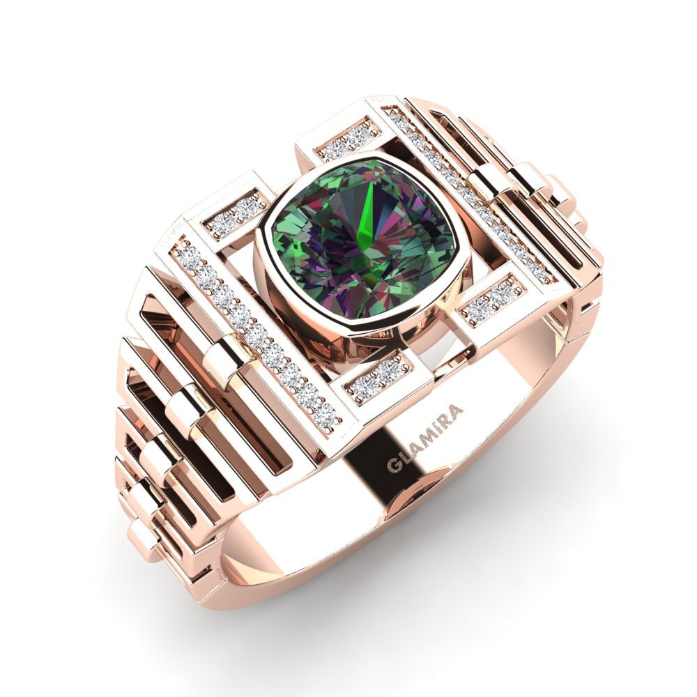 9ct Rose Gold Mystic Topaz Men's Ring Zwick