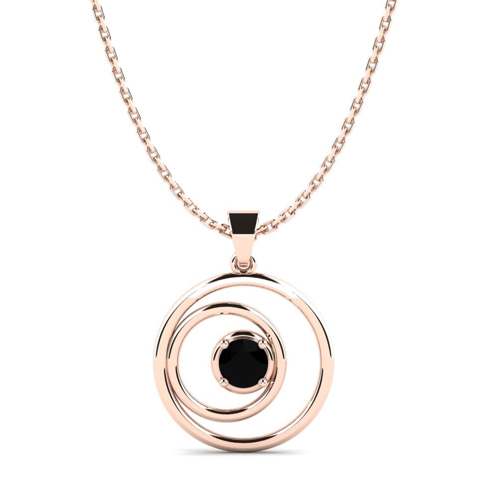 14ct Rose Gold Black Sapphire Women's Pendant Zykadial