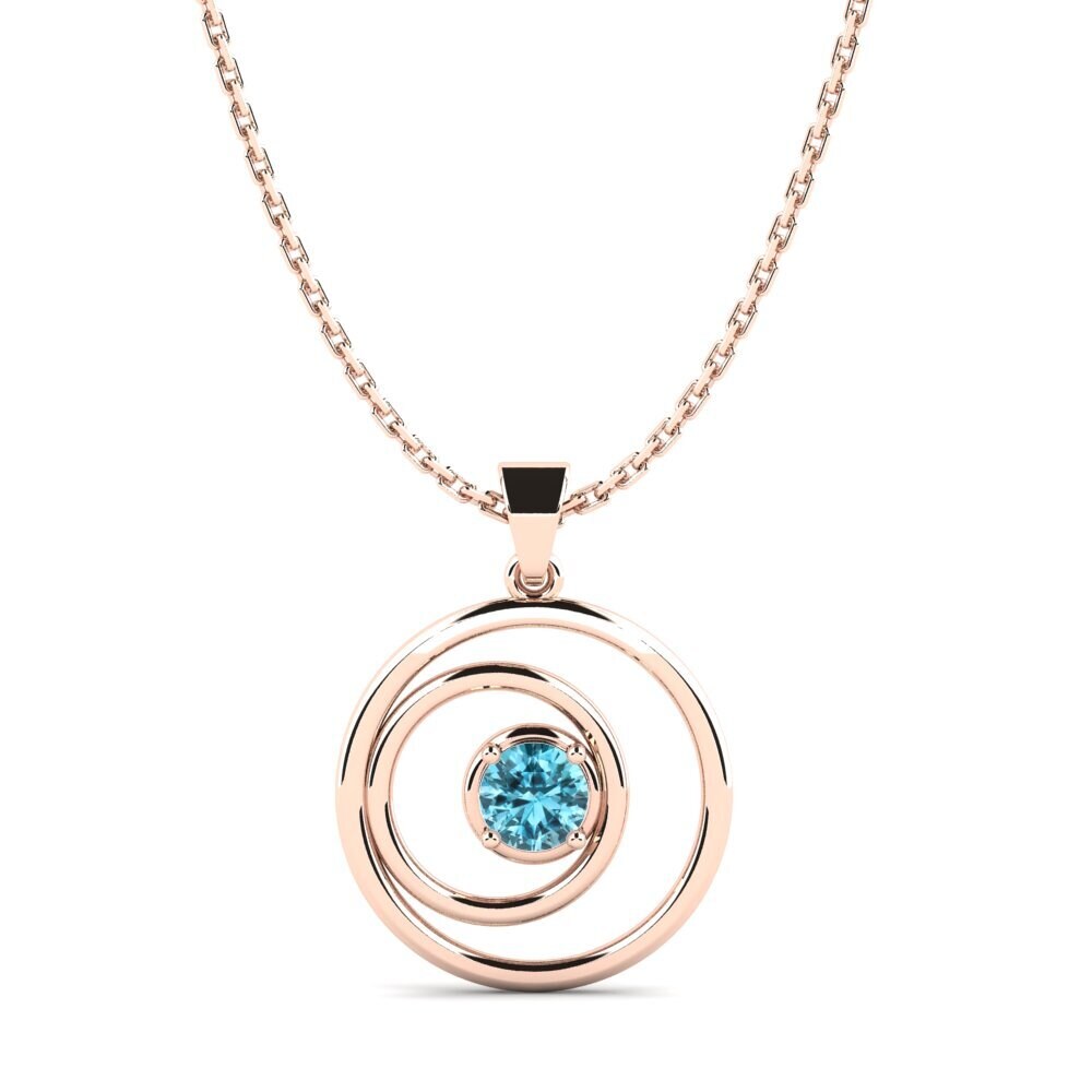 14k Oro Rosa Circón Azul Colgante de Mujer Zykadial