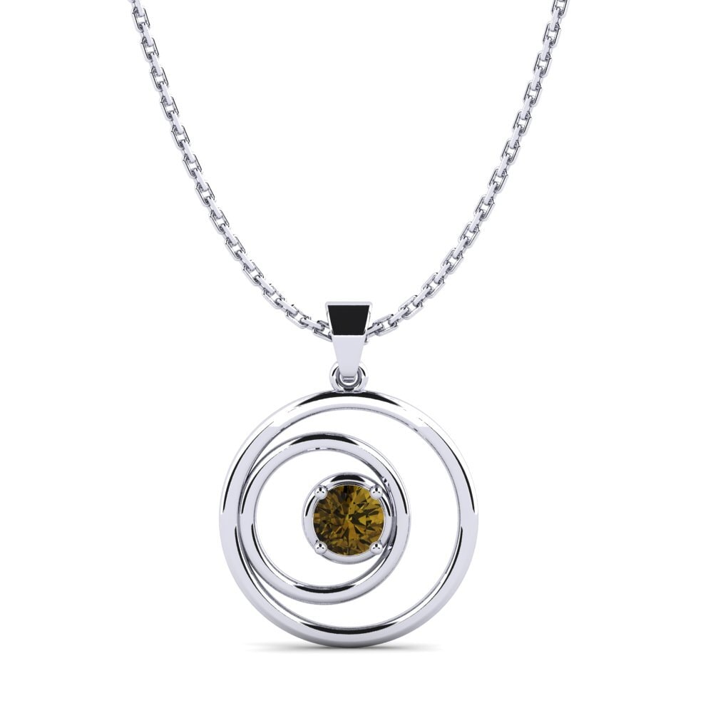 Plata 925 Circón Marrón Colgante de Mujer Zykadial
