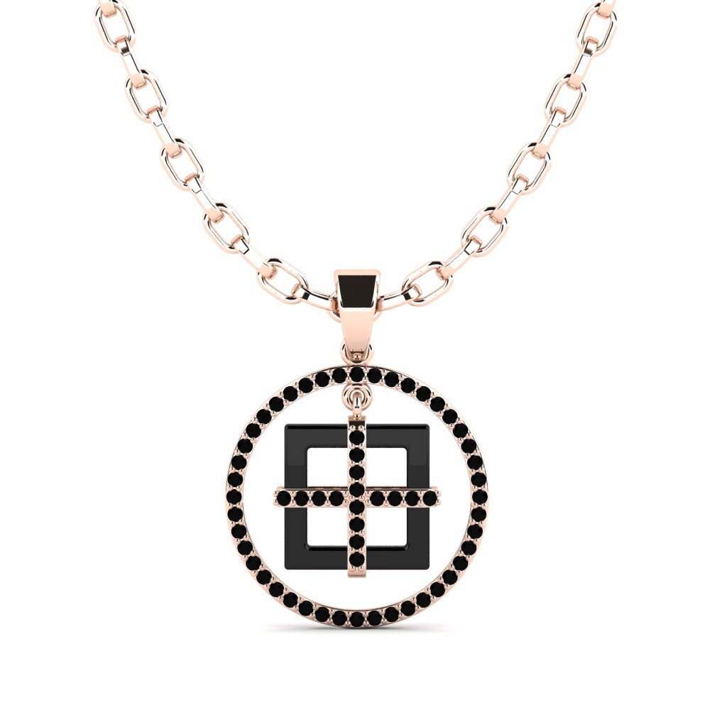 9k Oro Rosa Ónix Negro Colgante para hombre Zyrako
