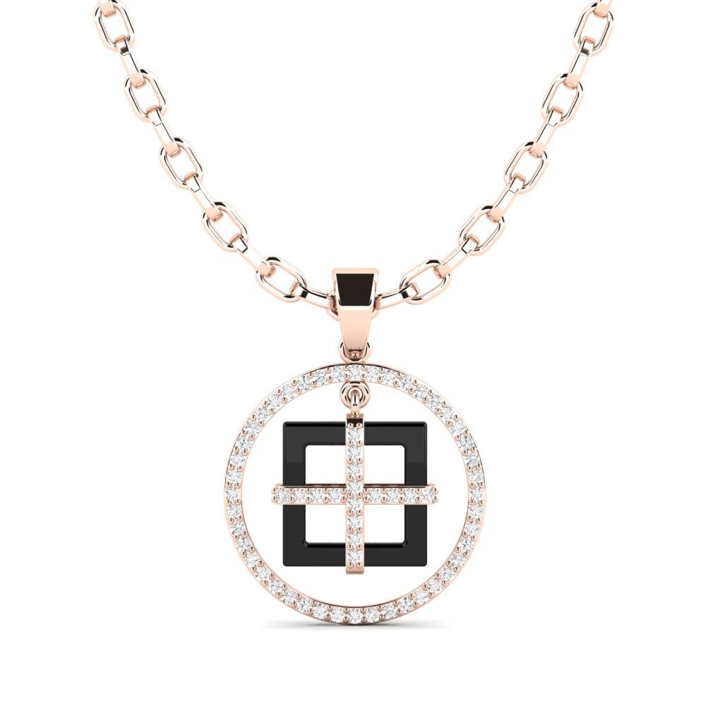 14ct Rose Gold White sapphire Men's Pendant Zyrako