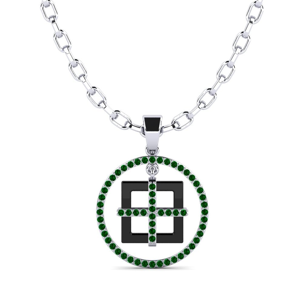 950 Platinum Green Zirconia Men's Pendant Zyrako