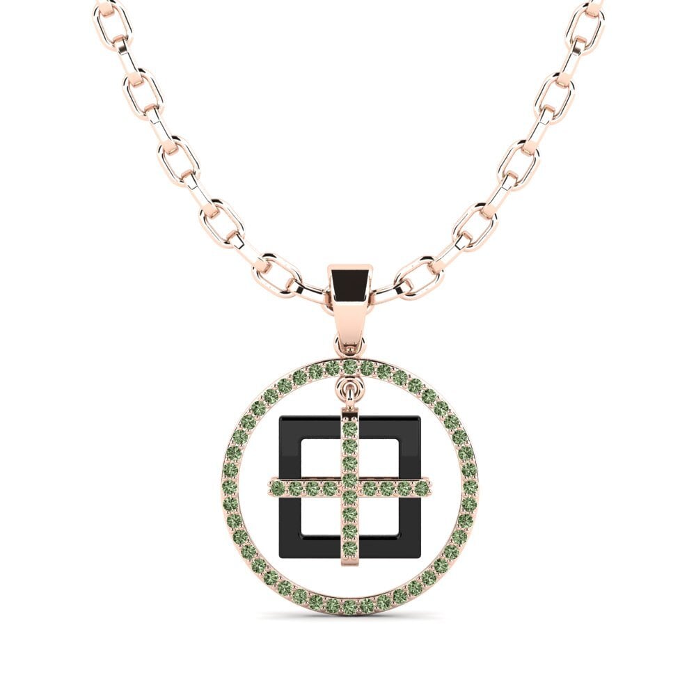 14ct Rose Gold Green Diamond Men's Pendant Zyrako