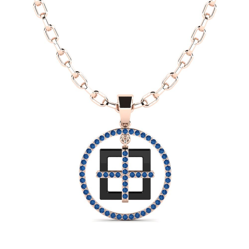 14K Rood Goud Donker Blauwe Zirkoon Heren hanger Zyrako