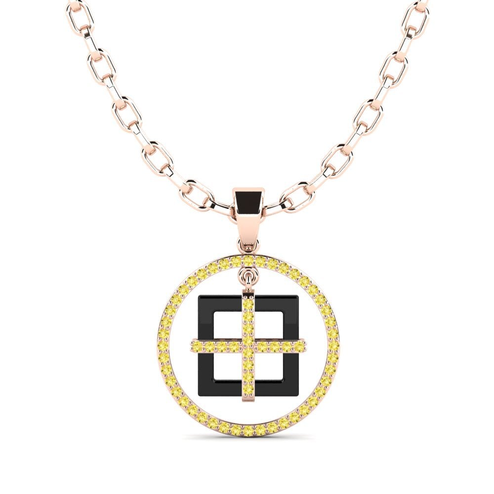 14ct Rose Gold Yellow Sapphire Men's Pendant Zyrako