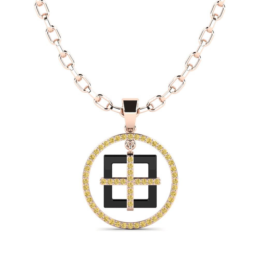 14ct Rose Gold Yellow Diamond Men's Pendant Zyrako