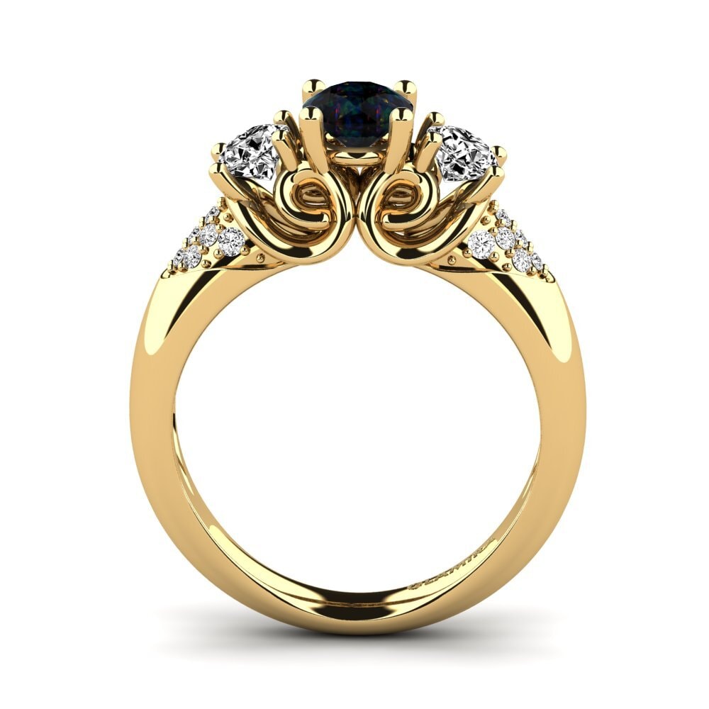 Black Opal Engagement Ring Velma