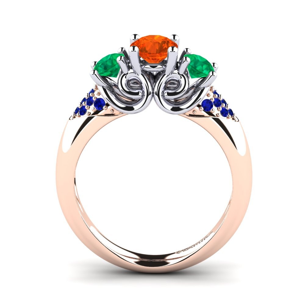 14ct Rose / White Gold Fire-Opal Engagement Ring Velma