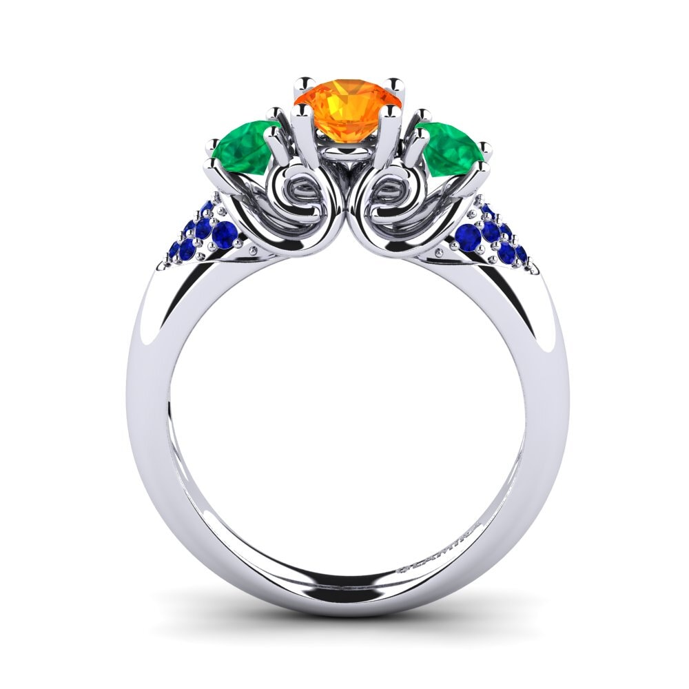 White Silver Engagement Ring Velma