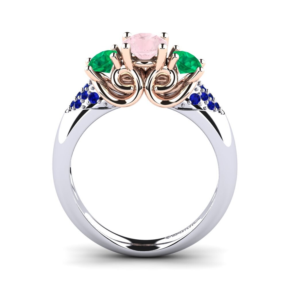14ct White / Rose Gold Rose Quartz Engagement Ring Velma