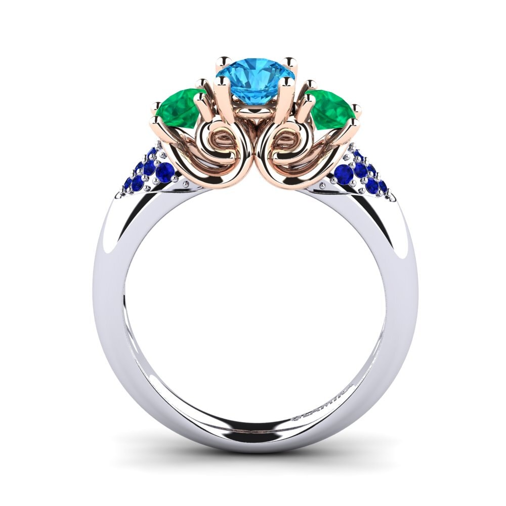 14ct White / Rose Gold Blue Topaz Engagement Ring Velma