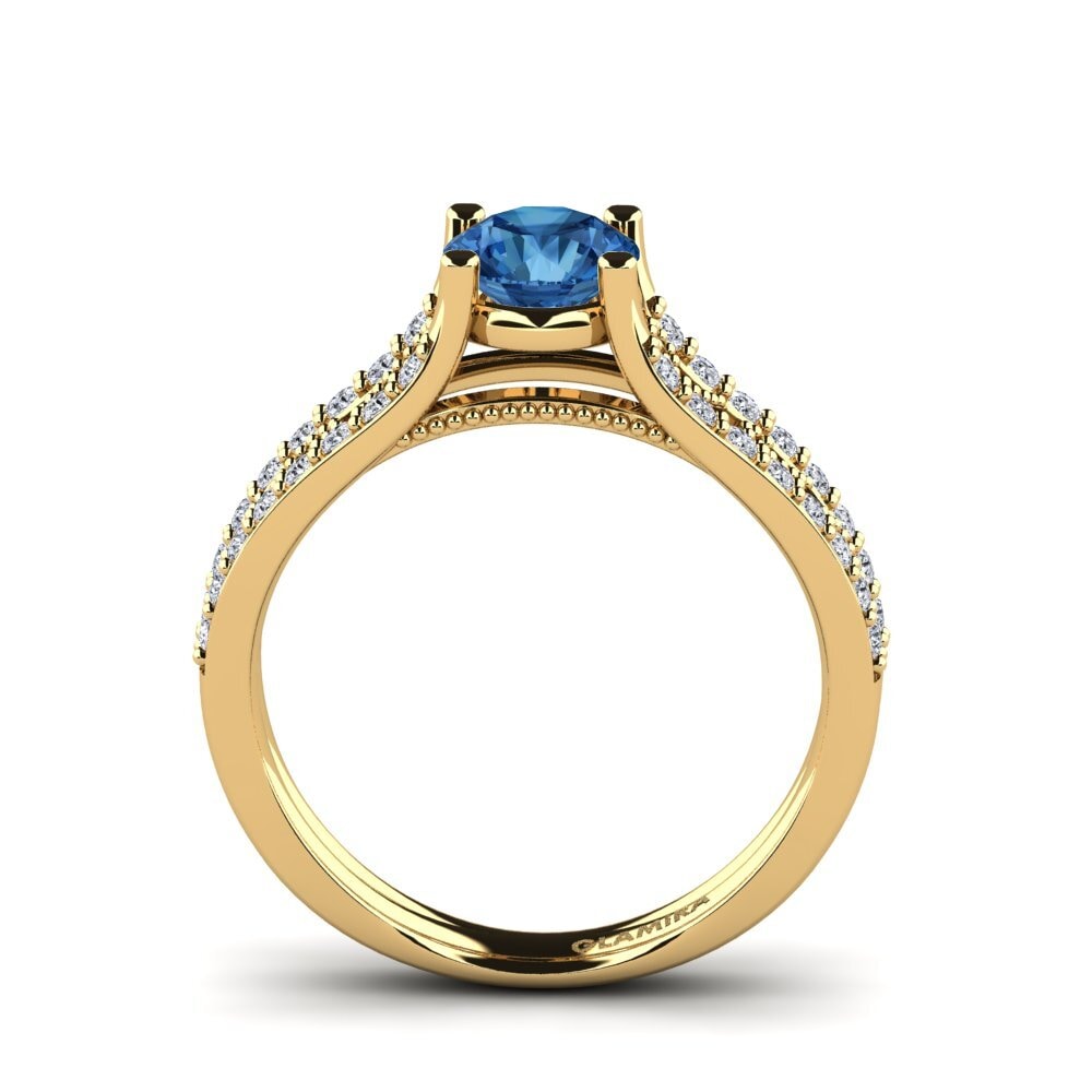 Circonita Azul Oscuro Anillo de compromiso Ebbony
