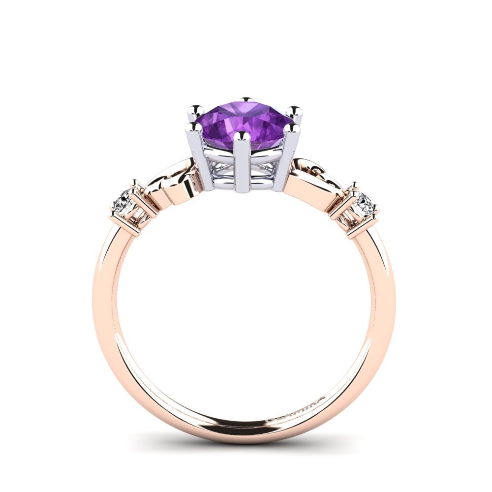 14ct Rose / White Gold Amethyst Engagement Ring Naidene