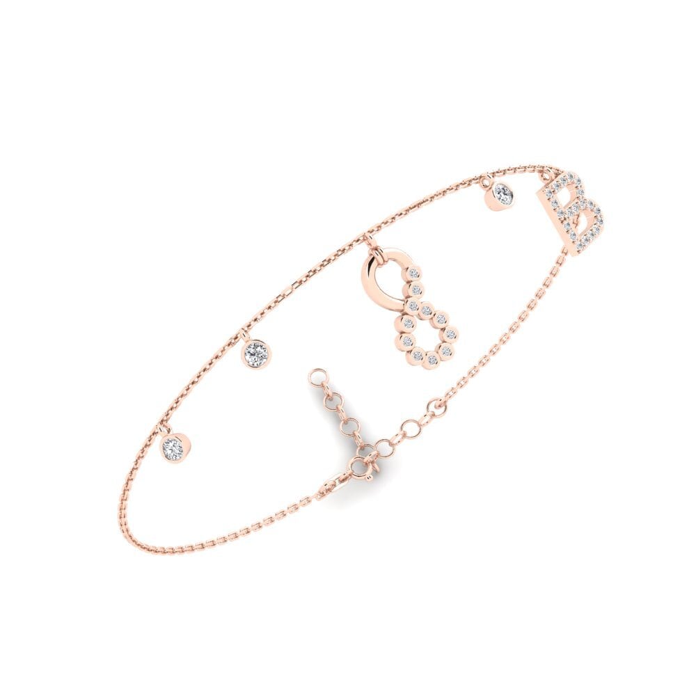 Achetez Bracelet pour femme Berjumpa - B en Or rose 585 Diamant 0.21 ...