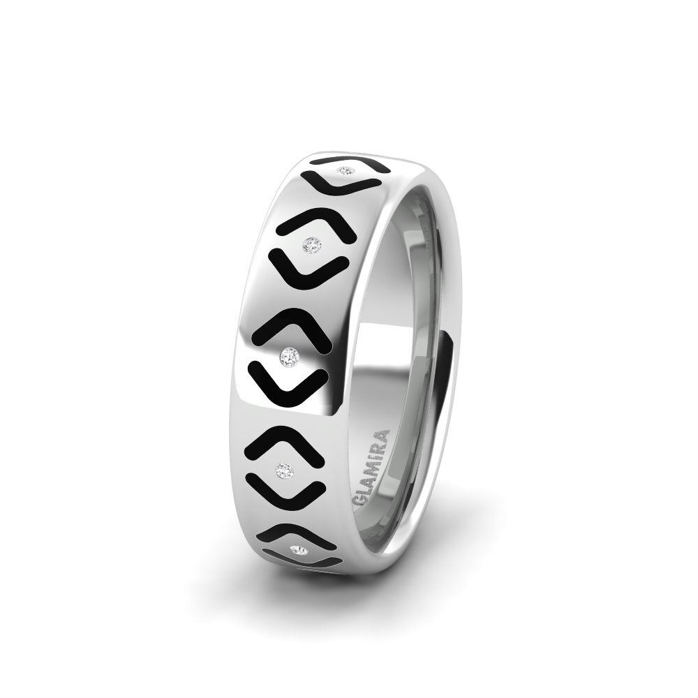 Fede nuziale donna classica oro bianco 18K 15 diamanti taglio baguette - Design semi pavé elegante