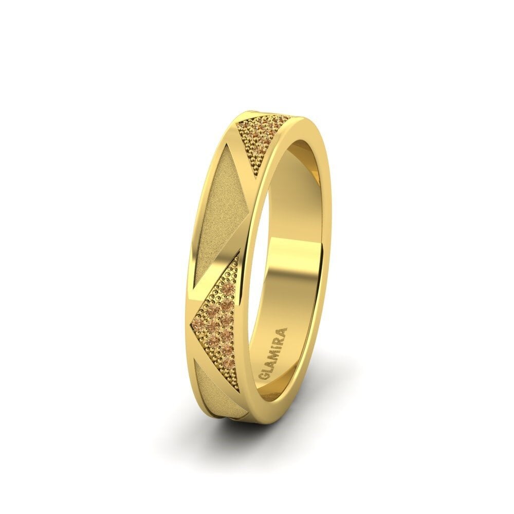 9ct Yellow Gold Brown Diamond Women's Wedding Ring Pretty Speech 4 mm