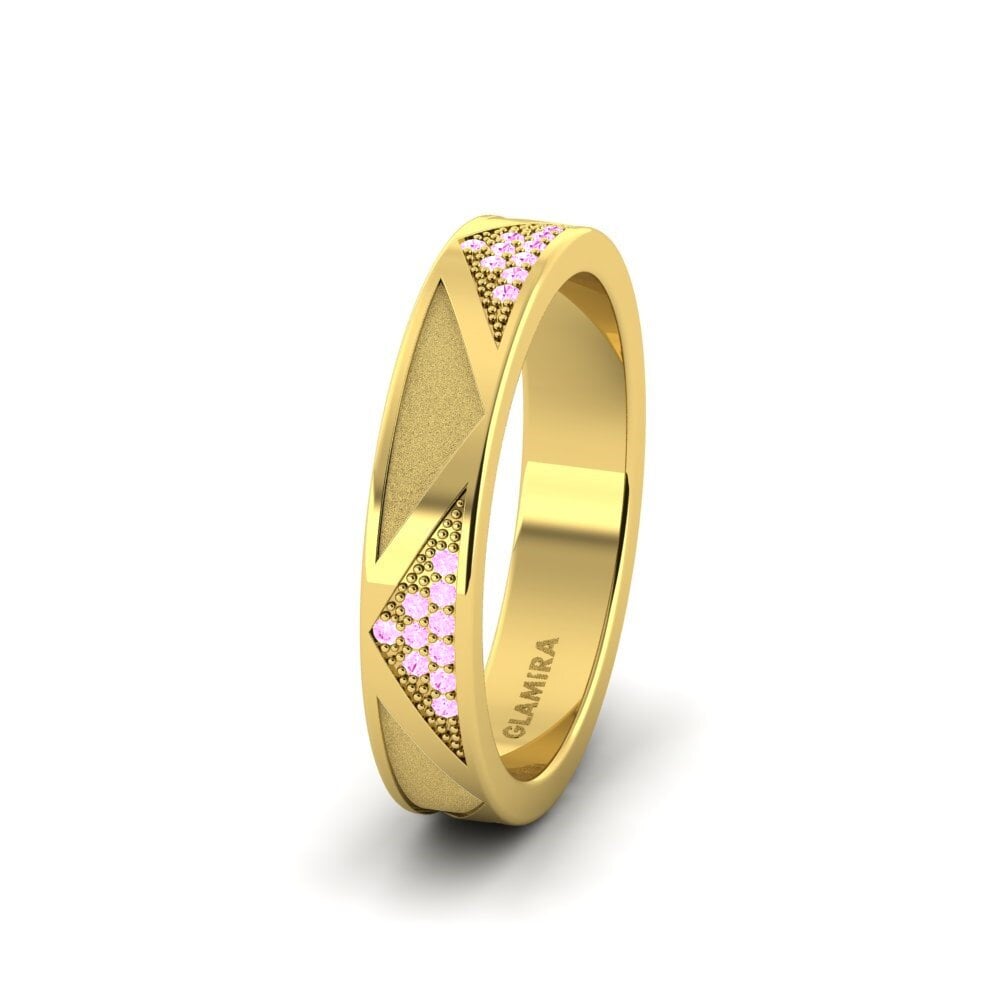 9ct Yellow Gold Pink Sapphire Women's Wedding Ring Pretty Speech 4 mm