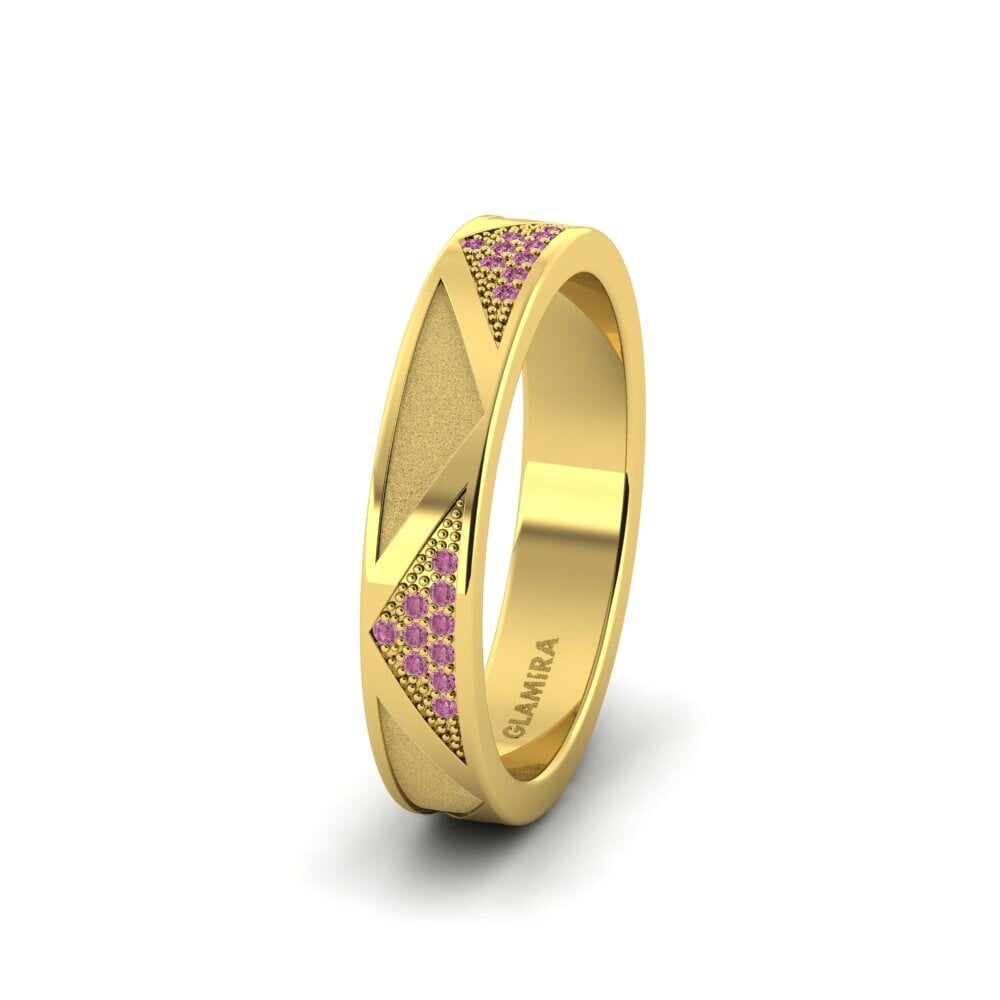 9ct Yellow Gold Rhodolite Garnet Women's Wedding Ring Pretty Speech 4 mm