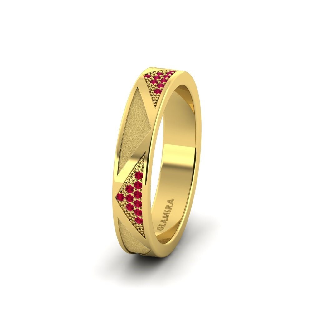 9ct Yellow Gold Ruby Women's Wedding Ring Pretty Speech 4 mm