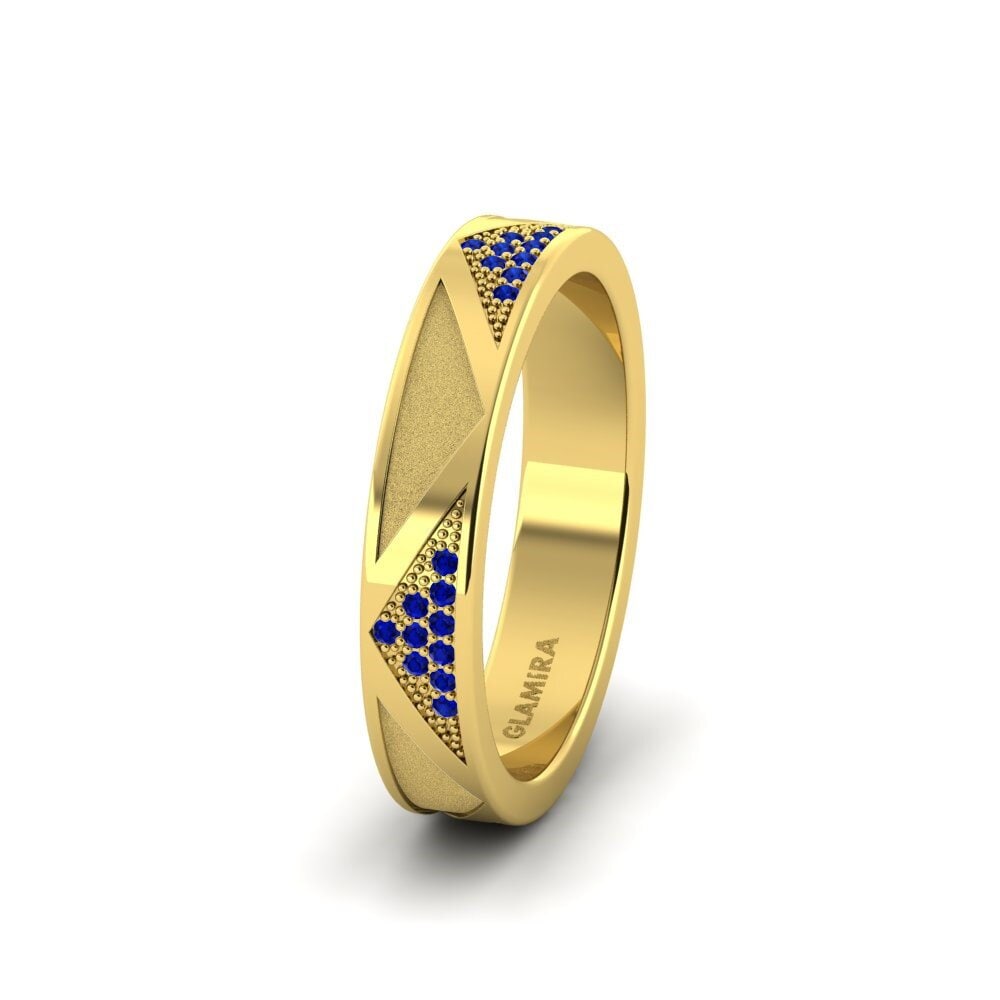 9ct Yellow Gold Sapphire Women's Wedding Ring Pretty Speech 4 mm