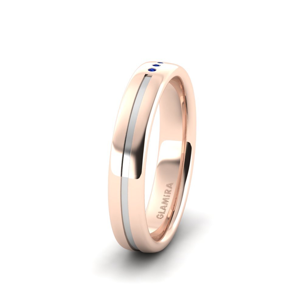 14ct Rose & White Gold Sapphire Women's Wedding Ring Pretty Tender 4 mm