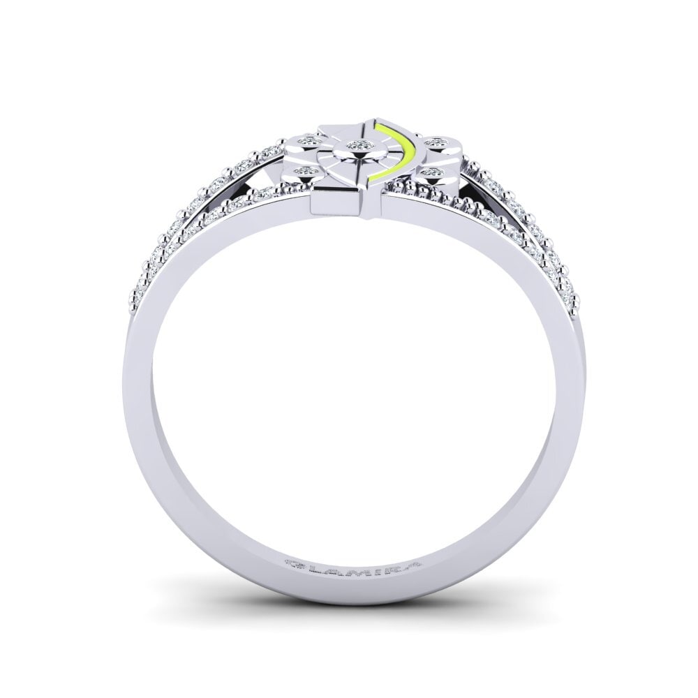 Argent Blanc Bague Elegancki