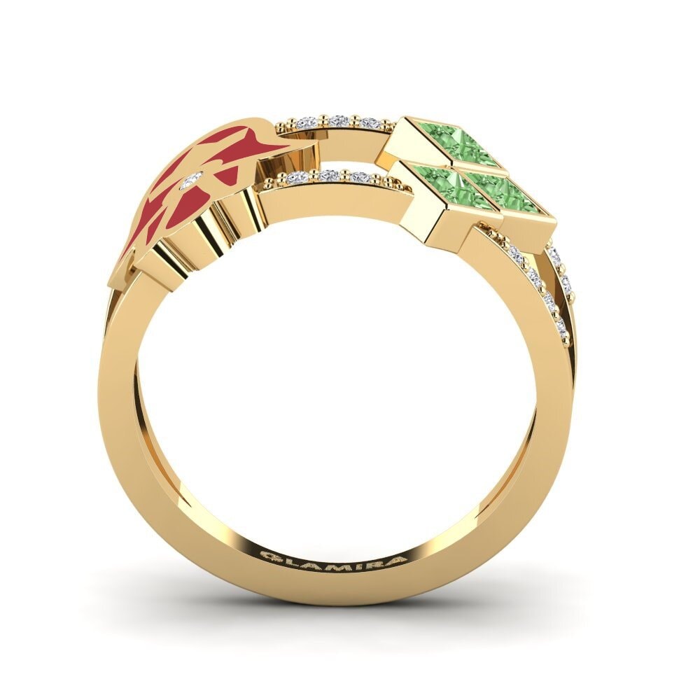Princesa Diamante Verde Anillo Sintag