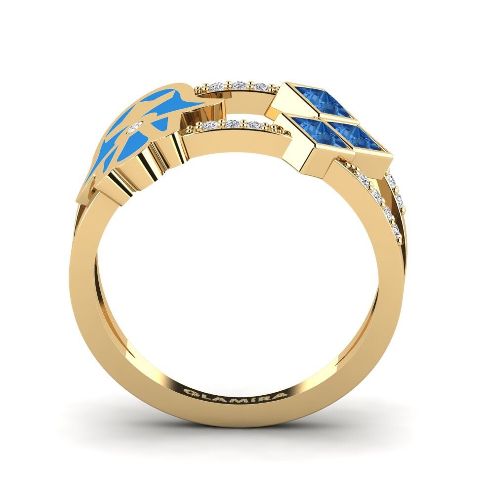 Circonita Azul Oscuro Anillo Sintag