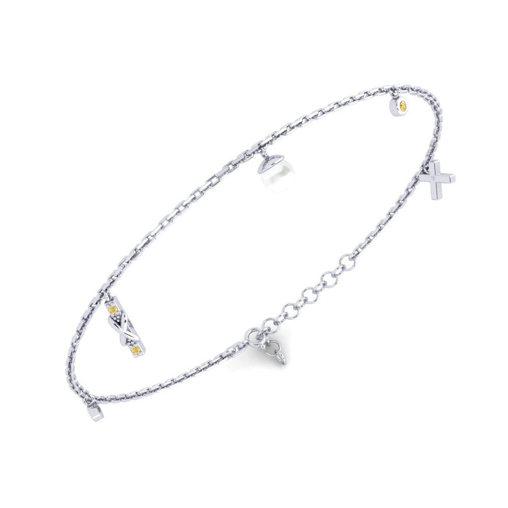 950 Platinum Yellow Diamond Women's Bracelet Paraguasu