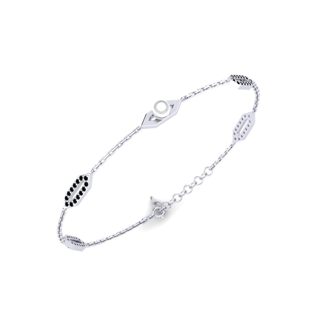 950 Platinum Black Diamond Women's Bracelet Vandenynas