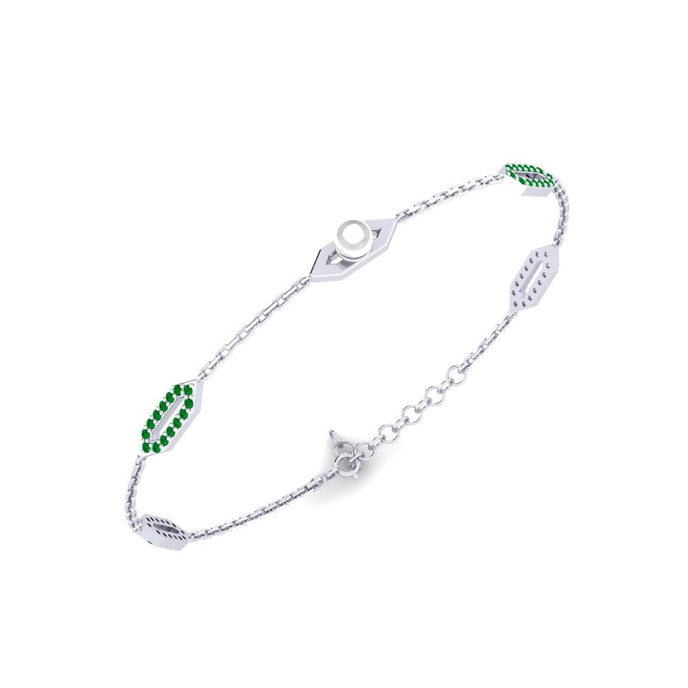 950 Platinum Emerald Women's Bracelet Vandenynas
