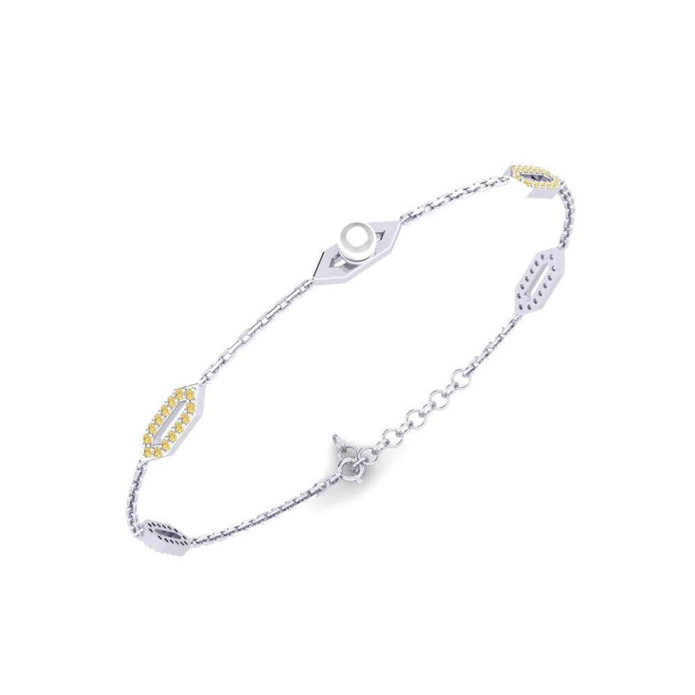 950 Platinum Yellow Diamond Women's Bracelet Vandenynas