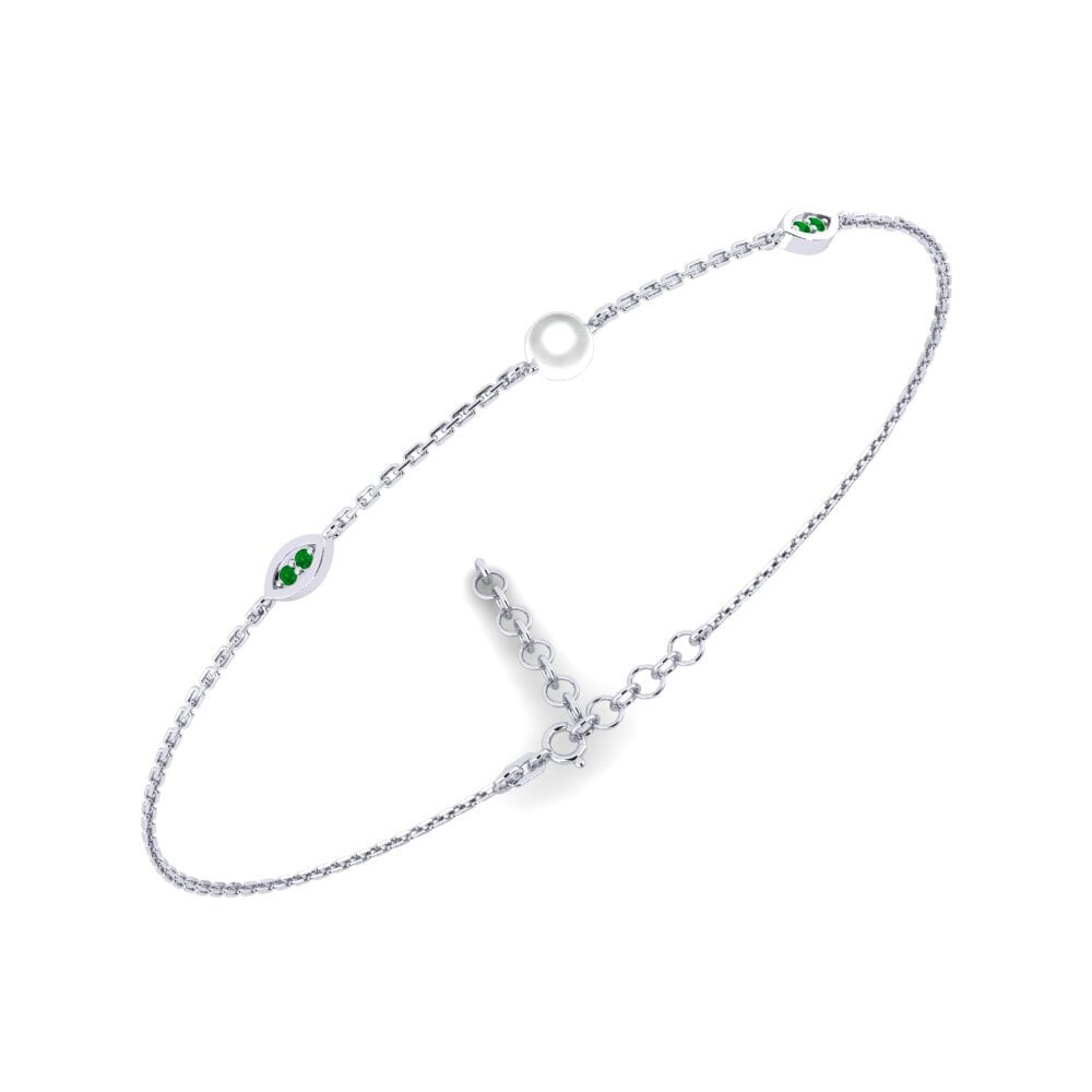 950 Platinum Emerald Women's Bracelet Amazzi