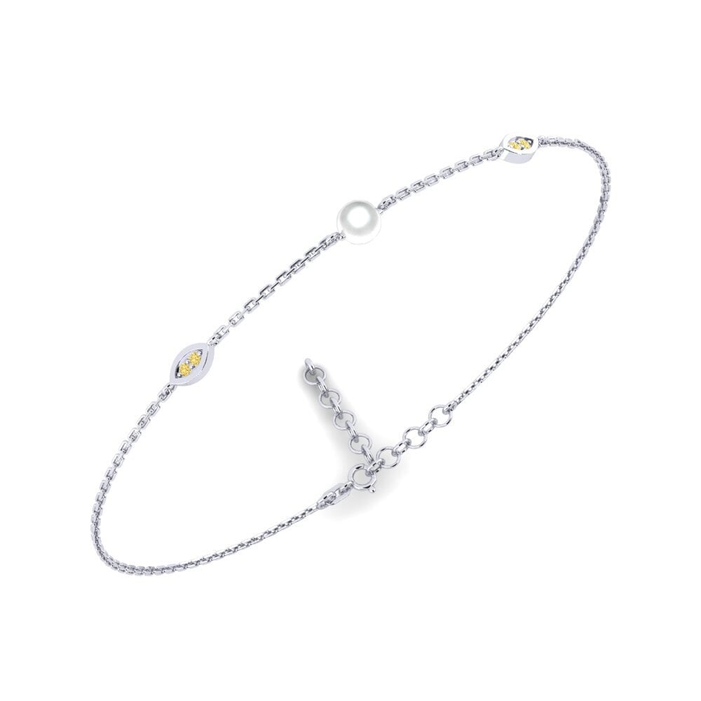 950 Platinum Yellow Diamond Women's Bracelet Amazzi