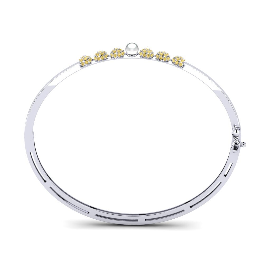 14ct White Gold Yellow Diamond Women's Bangle Garba
