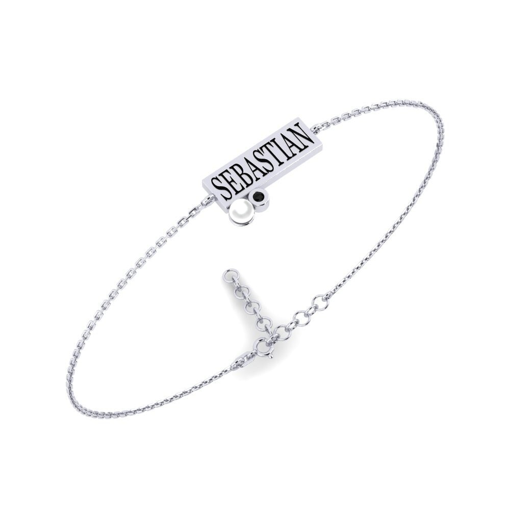 950 Platinum Black Diamond Women's Bracelet Valge