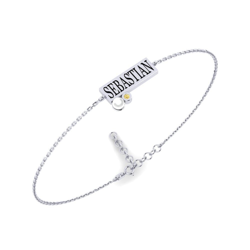 950 Platinum Yellow Diamond Women's Bracelet Valge