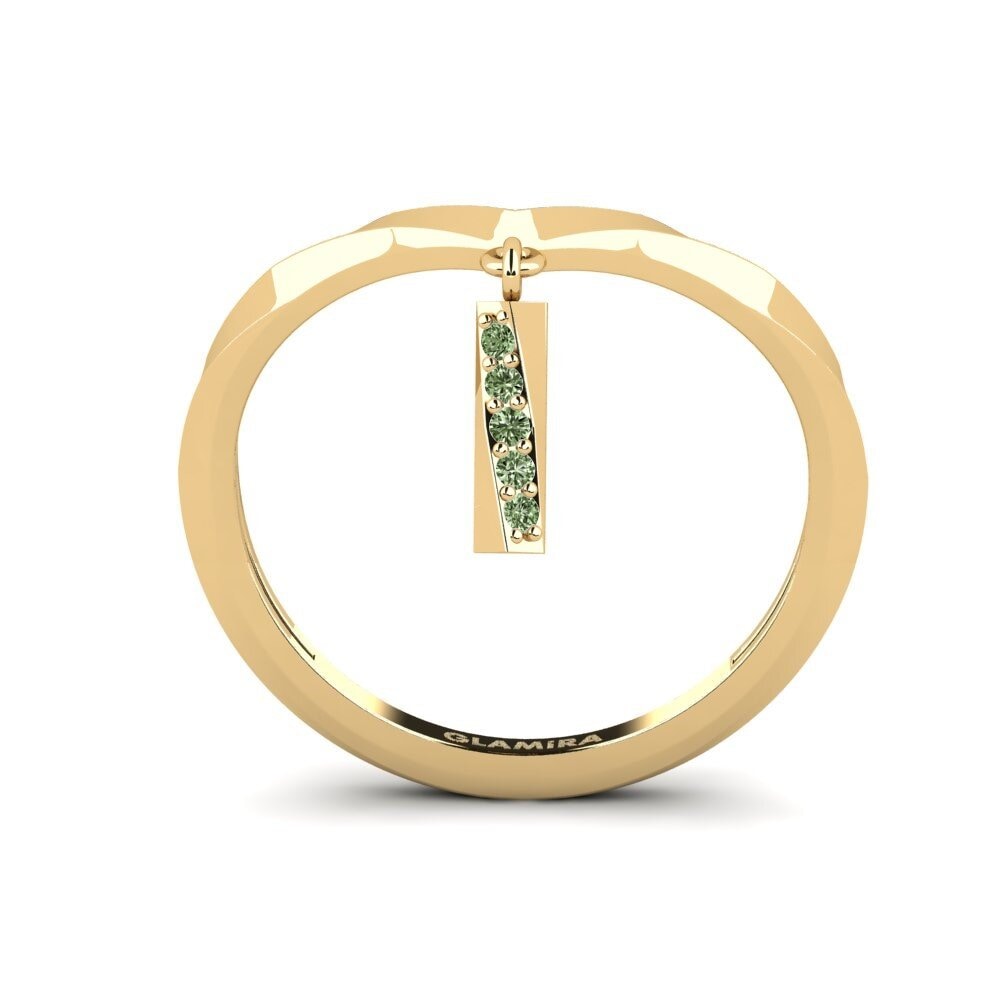 Diamante Verde Anel Haladi