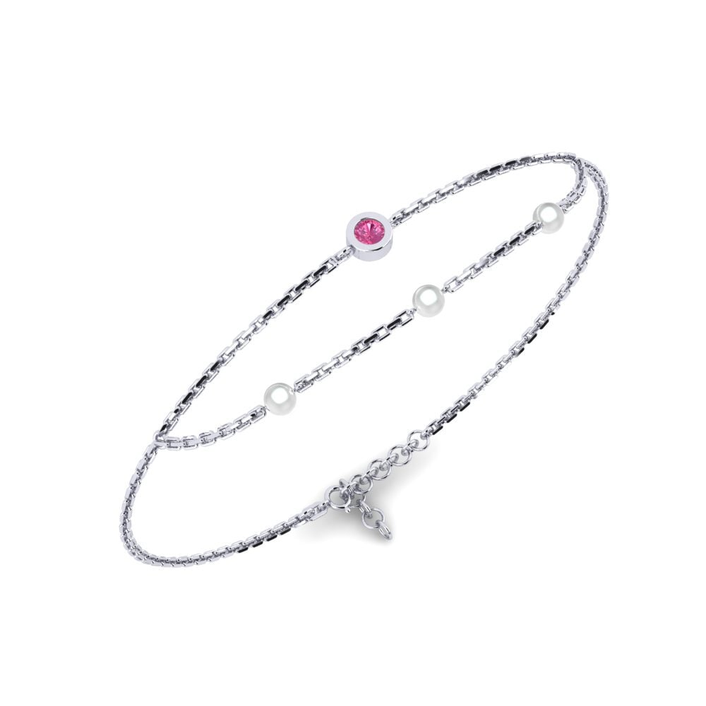 950 Platinum Pink Tourmaline Women's Bracelet Mifangaro