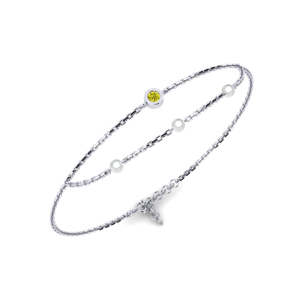 950 Platinum Yellow Diamond Women's Bracelet Mifangaro