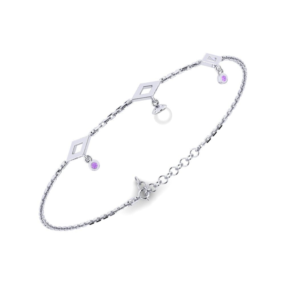 950 Platinum Amethyst Women's Bracelet Lewatle