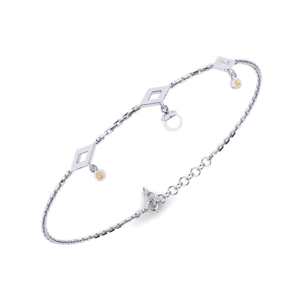 950 Platinum Yellow Diamond Women's Bracelet Lewatle