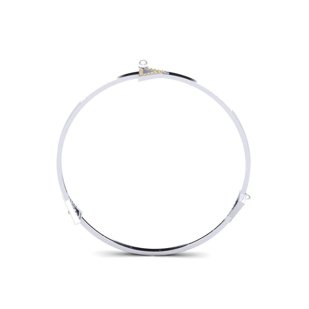 14ct White Gold Yellow Diamond Women's Bangle Mischiu